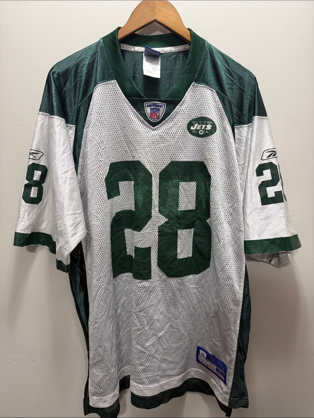 Y2K Reebok NFL #28 New York Jets Football Jersey Men’s Size Large 34x26
